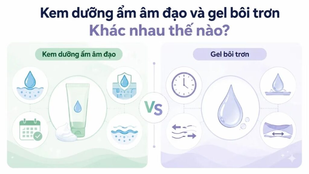 Mẹo chữa khô vùng kín tại nhà: Cách giảm khô rát an toàn 6 So sánh dưỡng ẩm âm đạo và gel bôi trơn